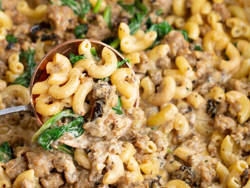 Creamy Tuscan Sausage Pasta with Spinach