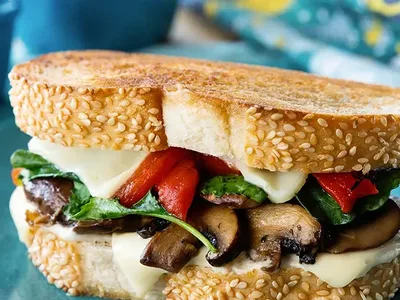 Cooper Sharp Grilled Cheese with Mushrooms and Kale