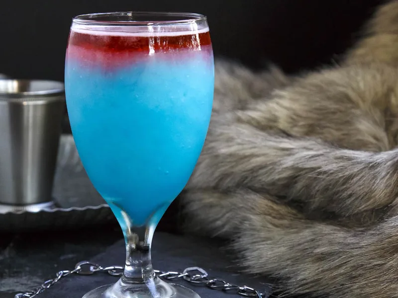 Spiced Whiskey Blue Lemonade Slushies