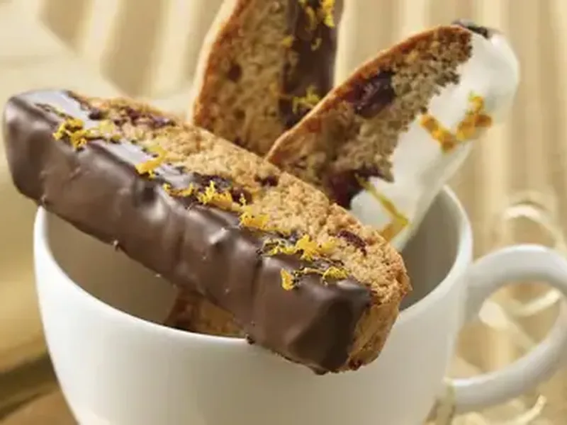 Twice-Baked Cranberry Orange Biscotti with Chocolate