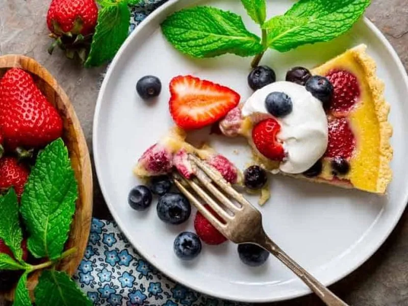 Red White Blue Berry Custard Tart with Whole Wheat Crust