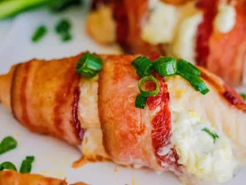 Bacon-Wrapped Cream Cheese Stuffed Chicken Breasts