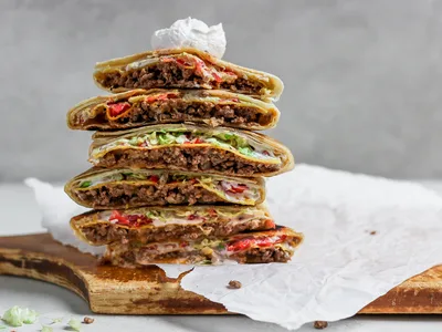 Taco Bell Style Crunchwrap Supreme with Seasoned Beef