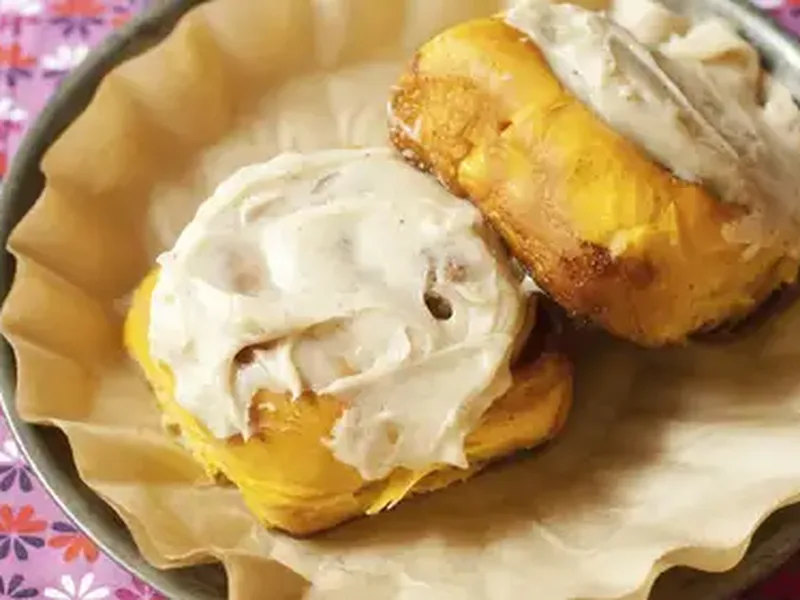 Overnight Pumpkin Spice Rolls with Browned Butter Cream Cheese Icing