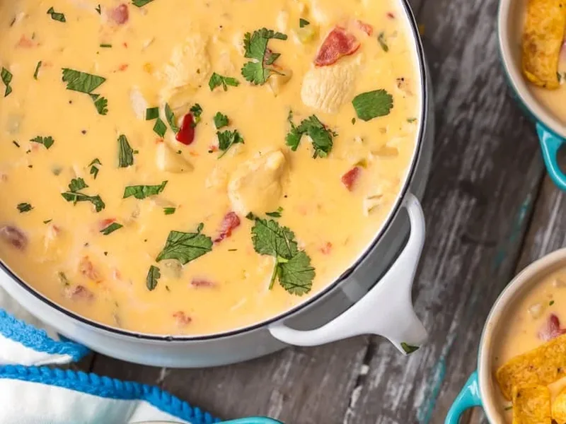 Mexican Cheesy Chicken Chowder with Rotel and Velveeta