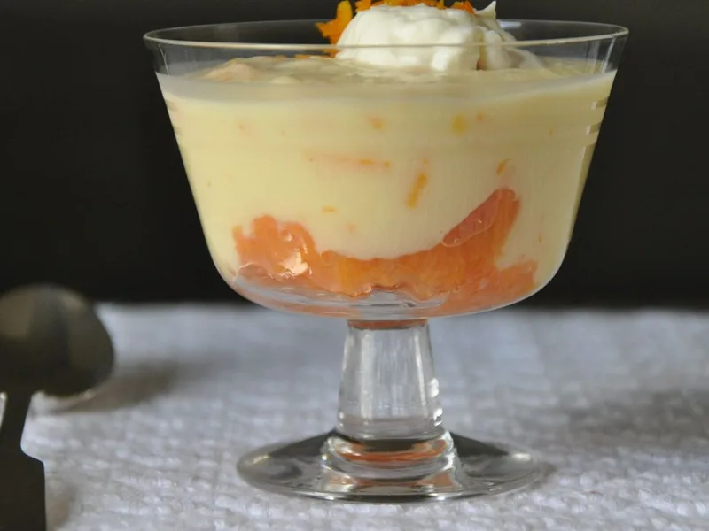 Orange Moscato Pudding with Wine-Infused Cream