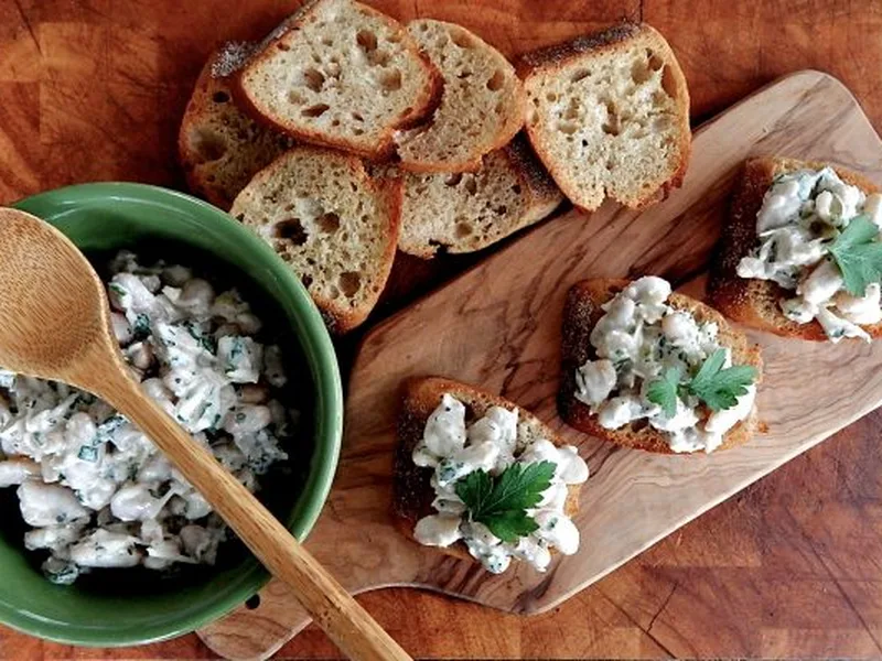 Caesar-Style White Bean Salad with Parmesan and Anchovy Paste
