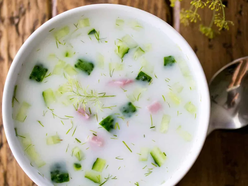 Chilled Russian Summer Soup with Ham and Dill