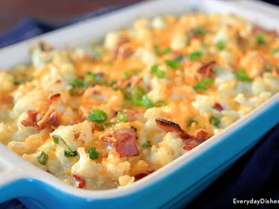Loaded Bacon Cauliflower Cheese Casserole