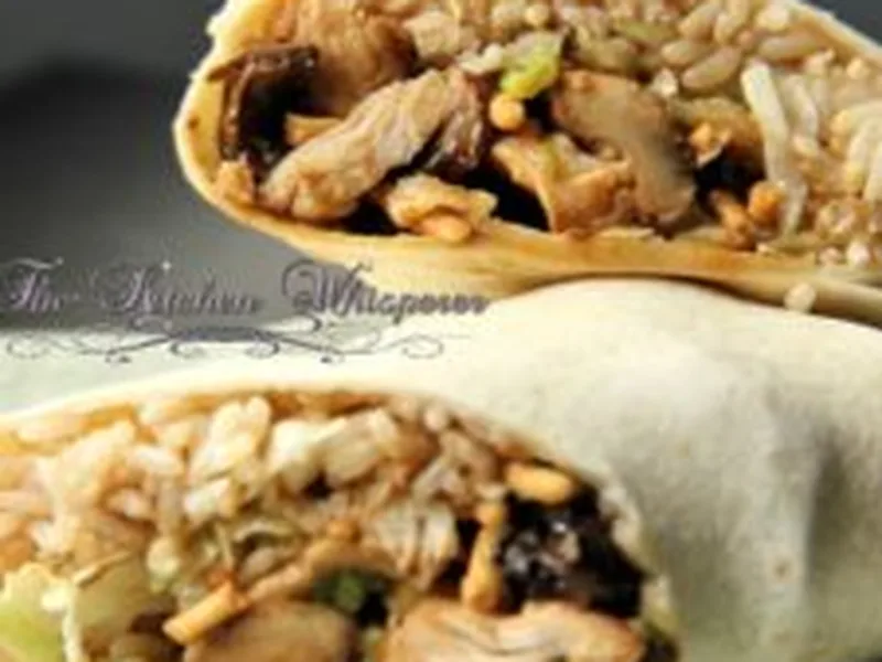 Crunchy Asian Hoisin Chicken Wraps with Brown Rice