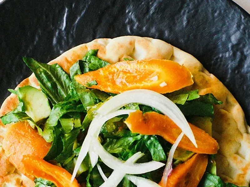 Flatbread Pizza with Roasted Carrots and Avocado