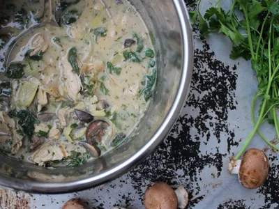 Instant Pot Creamy Artichoke Chicken with Mushrooms