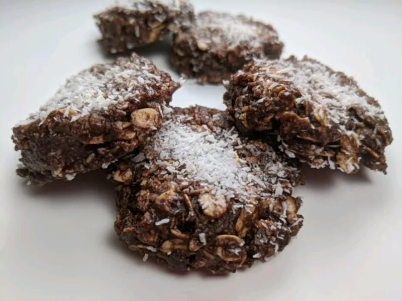 Vegan No-Bake Chocolate Coconut Cookies