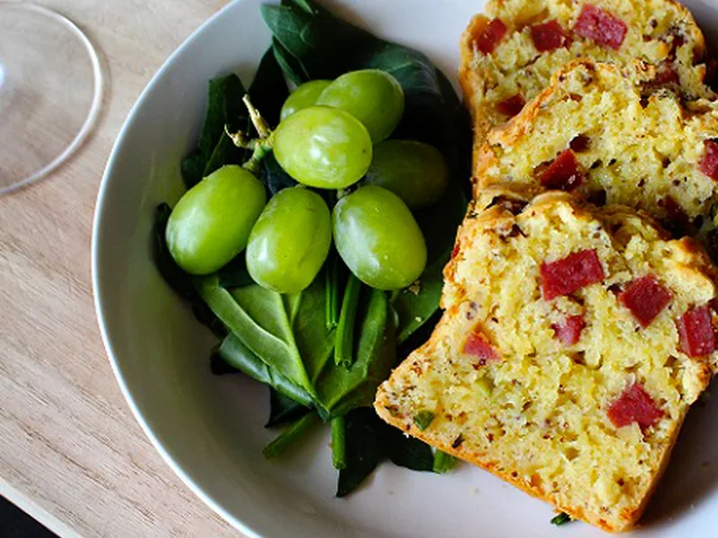 Savory Cheese and Ham Cake with Dijon and Scallion