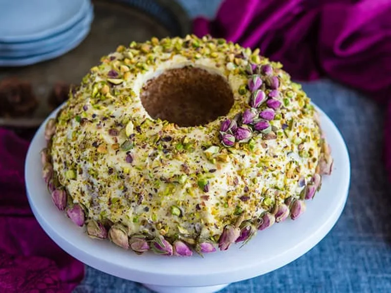 Cardamom Rosewater Pistachio Bundt Cake