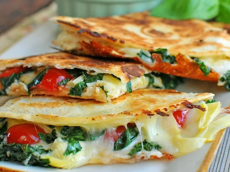 Artichoke Kale Mozzarella Melt with Balsamic Sautéed Greens