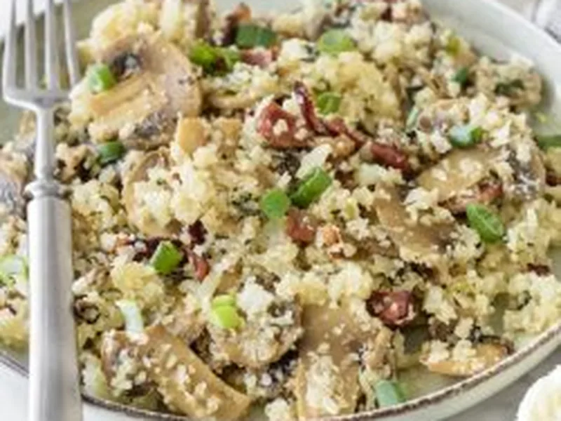 Bacon Mushroom Cauliflower Rice Stir-Fry