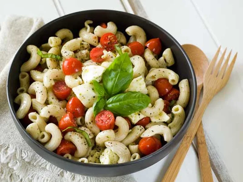 Gluten-Free Caprese Pasta Salad with Basil Oil