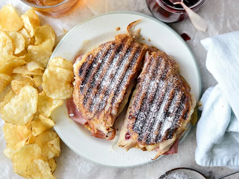 Monte Christo Croissant Panini with Jam