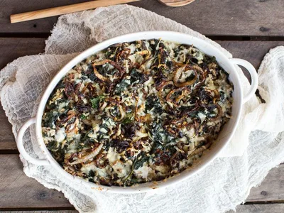 Kale and Wild Rice Casserole with Gruyère