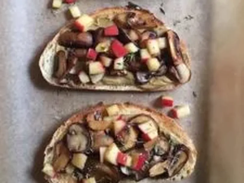 Savory Mushroom Apple Sunflower Seed Butter Toast