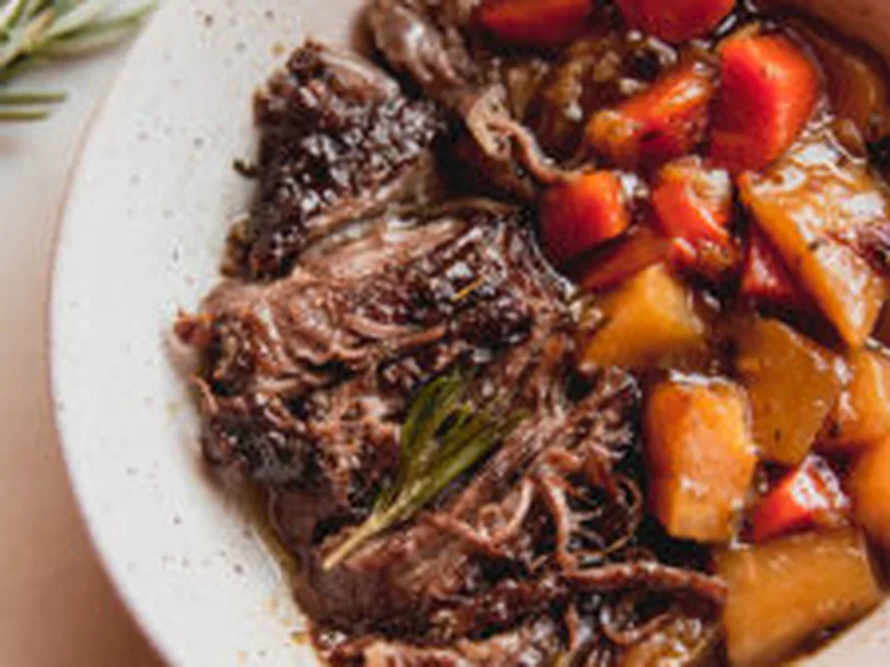 Cider Braised Pot Roast with Apple and Root Vegetables