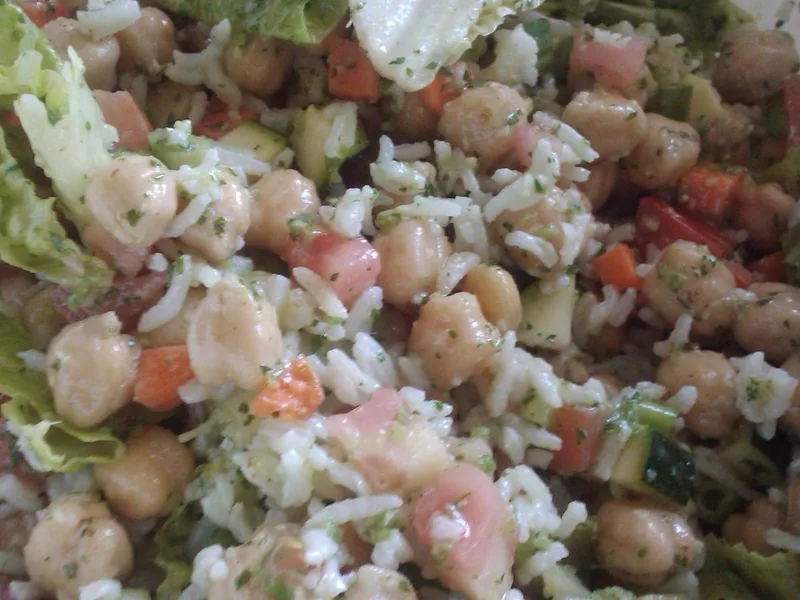 Fresh Chickpea and Rice Salad with Herb-Lime Dressing