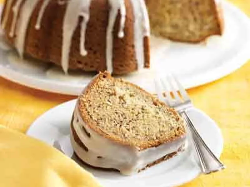 Banana Coconut Bundt Cake with Vanilla Glaze