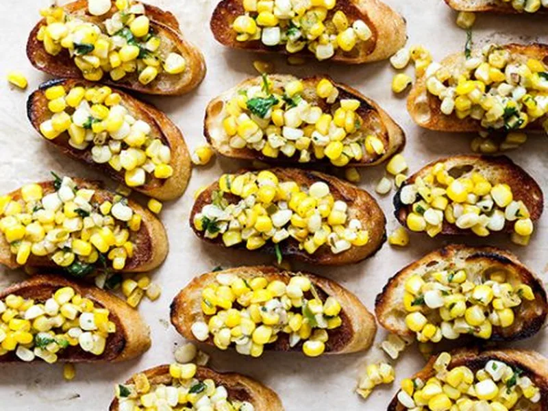 Garlic Butter Toasts with Fresh Corn Salsa