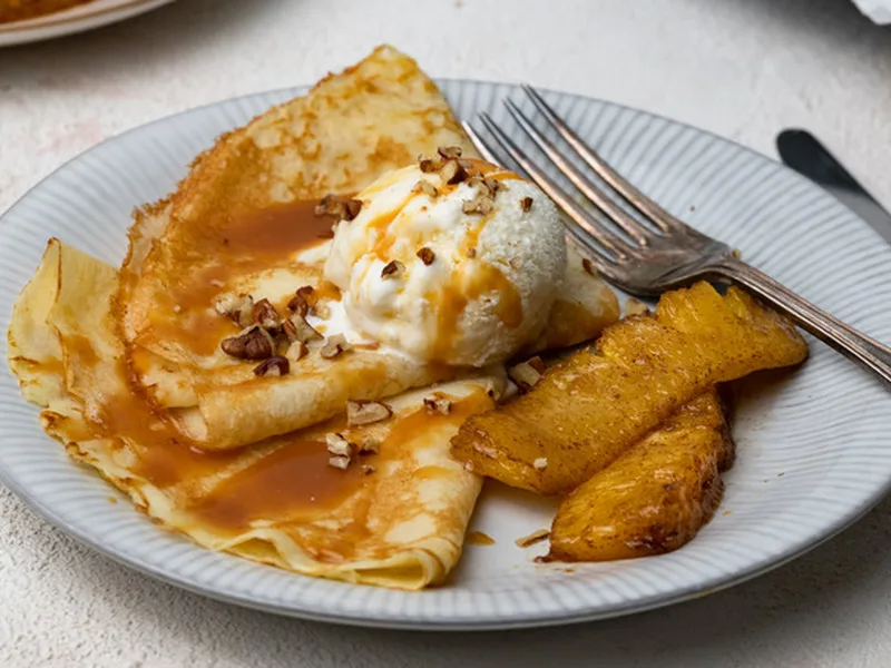 Caramelized Pineapple Dulce de Leche Crepes
