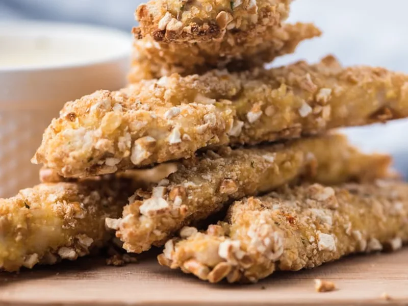 Pretzel Crusted Chicken Tenders with Honey Mustard Sauce