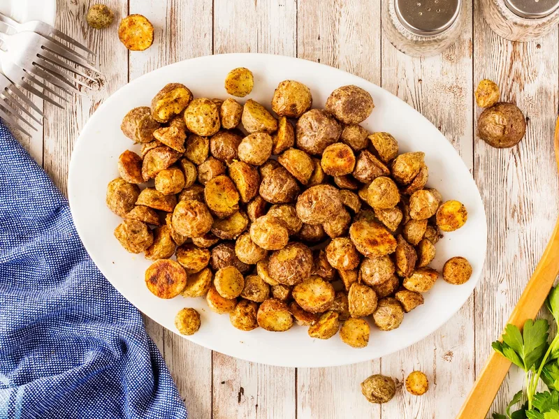 Extra Crispy Roasted Little Potatoes with Cornstarch Coating