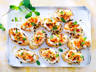 Grilled Cantaloupe and Ricotta Crostini