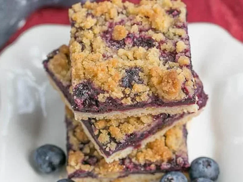 Buttery Blueberry Streusel Squares with Jam and Crumb Topping