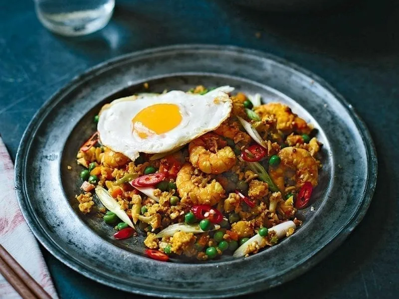 Healthy Nasi Goreng with Prawns and Cauliflower Rice