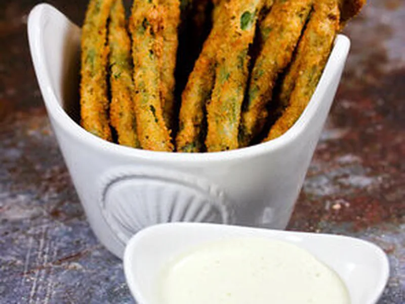 Crispy Fried Green Bean Fries with Wasabi Ranch