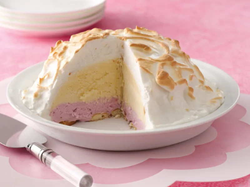 Strawberry Vanilla Baked Alaska with Meringue