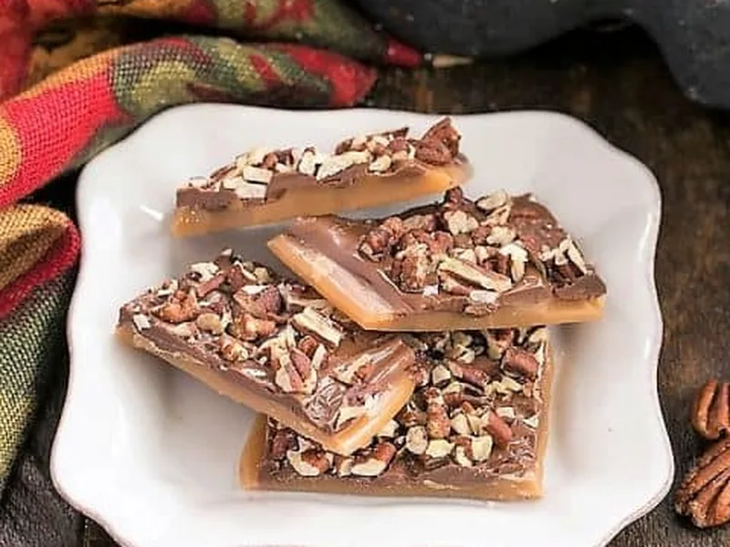 Homemade English Toffee with Pecans and Chocolate