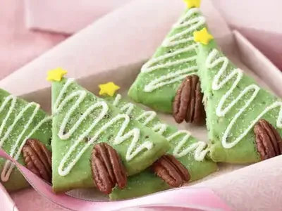 Green Pecan Shortbread Christmas Tree Cut-Out Cookies