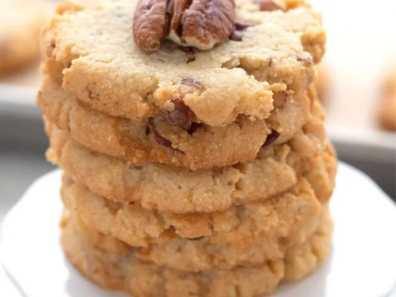 Keto Butter Pecan Cookies with Almond Flour and Sugar-Free Sweetener