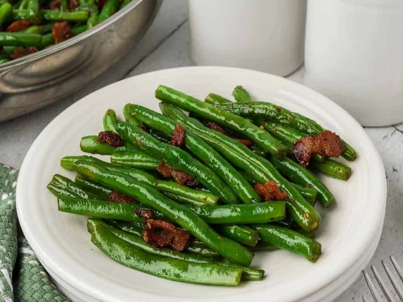Bacon Green Beans with Garlic - Crispy Southern Style