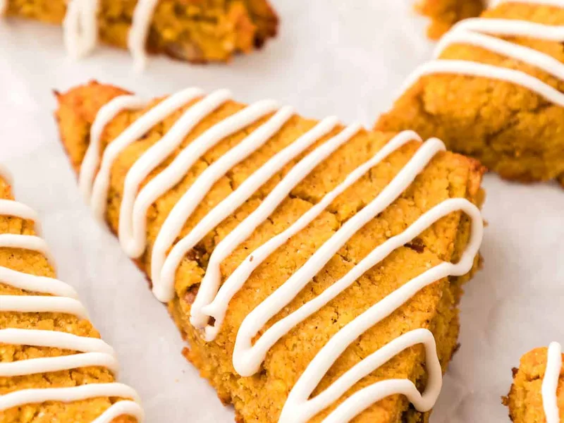 Keto Almond Flour Pumpkin Scones with Sugar-Free Glaze