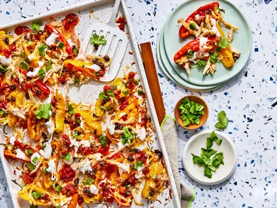 Bell Pepper Nachos with Shredded Chicken