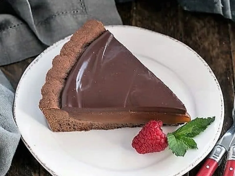Rich Chocolate Caramel Tart with Dutch Cocoa Crust