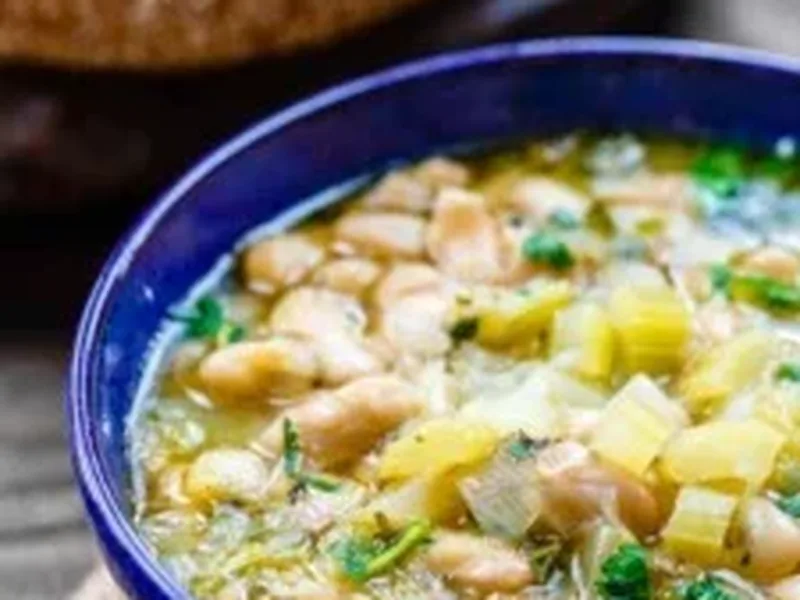 Easy Greek Bean Soup with Cannellini Beans and Olive Oil