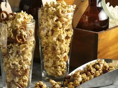 Beer Caramel Chocolate Popcorn with Stout and Almonds