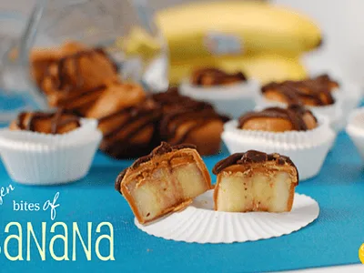 Frozen Peanut Butter Banana Bites with Chocolate