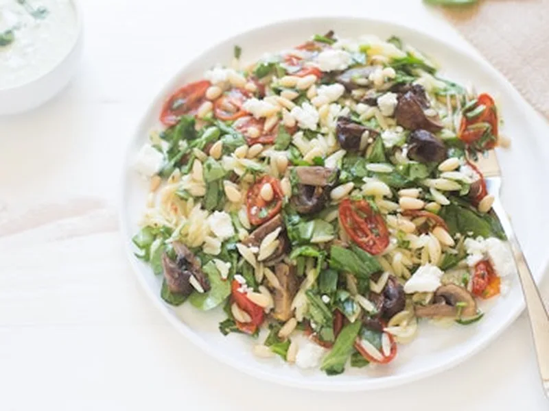 Roasted Vegetable and Rice Salad with Herb Dressing