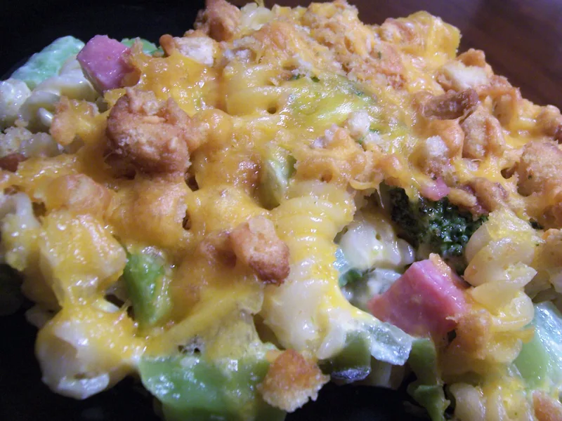 Cheesy Ham Broccoli Rotini Casserole