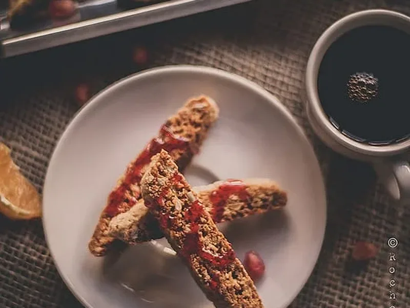 Clementine Biscotti with Pomegranate Syrup - Twice-Baked Citrus